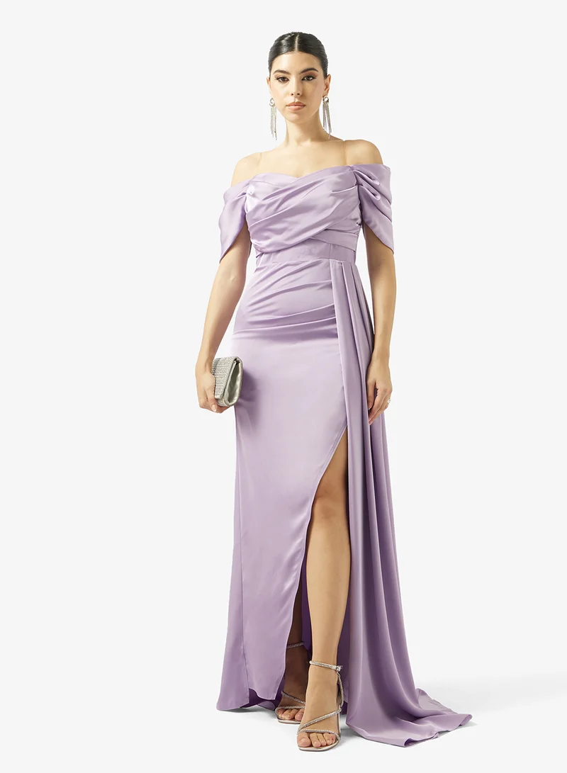 Akadia Fashion  RAPED SIDE TAIL SATIN DRESS for Women | Best Price UAE